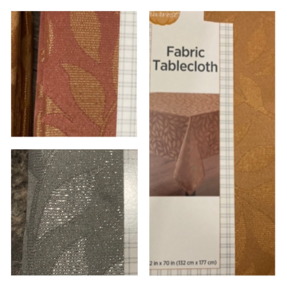NWT Leaf Shimmer Imprint Classy Fabric Table Cloth